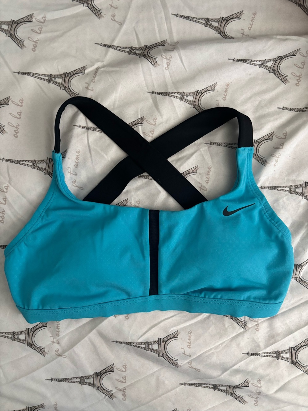 Vintage Nike Turquoise & Black Cross-Back Sports Bra